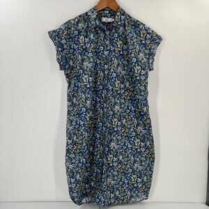 Sportscraft Made with Liberty Fabric Dress US 10 Blue Floral Cotton Shirtdress